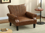 Upholstered Accent Chair with Rolled Arms and Wood Legs, Armchair for Living Room Bedroom, Brown T3398P377932