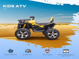12V Quad Bike ATV with LED Lights, Music, Backrest, Forward, Backward, Yellow T3398P422363
