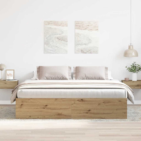 ZNTS Bed Frame without Mattress Artisan Oak 200x200cm Engineered Wood 3328870