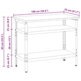 Work Table with Shelf Grey 100 x 55 x 85 cm Powder-Coated Steel 4103457