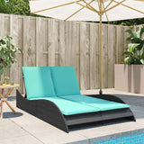 Sun Lounger with Cushions Black 114x205x73 cm Poly Rattan 368295
