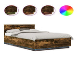 Bed Frame Smoked Oak 135 x 190 cm Engineered Wood 3408086