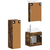 Bathroom Furniture Set 4 pcs Smoked Oak 3407435