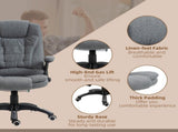 Massage Recliner Chair Heated Office Chair with Six Massage Points Linen-Feel Fabric 360&deg Swivel T3398P328195
