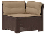 4-Seater Garden Sofa with Cushions Rattan Look PP Brown 3443984