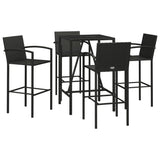 Garden Bar Set Black PE rattan Medium Footrest Bar Table Set 3187652