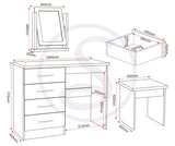 ZNTS Nevada 4 Drawer Dressing Table Set 100-105-016