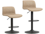 Bar Stools Set of 2, PU Leather Barstools with Backrest and Footrest for Kitchen, Counter, Breakfast T3398P423524