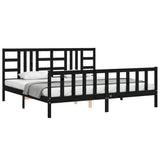 Bed Frame without Mattress Black 200x200 cm Solid Wood Pine 3191995