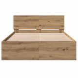 Bed Frame Artisan Oak 193 x 125 x 70 cm Engineered Wood 3376061