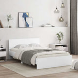 Bed Frame White Engineered wood, Plywood Double Bed Frame 3207616