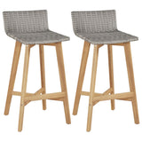 Bar Chair Set of 2 Brown Solid acacia wood Standard Footrest 44229