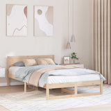 Bed Frame with Headboard Natural 120 x 190 cm Solid Pine Wood 873283