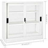 Sliding Door Cabinet White 90x40x90 cm Steel 335954