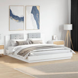 Bed Frame White Engineered wood, Plywood Double Bed Frame 3209996
