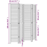 Room Divider 4 Panels White Solid Wood Paulownia 358834