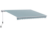 Manual Retractable Awning, size -Green/White Stripes T3398P310349