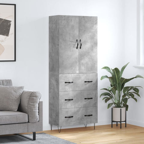 Highboard Concrete Grey 69.5x34x180 cm Engineered Wood 3198085