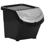 Stackable Waste Bins with Lids 3 pcs Black PP 78 L 364069