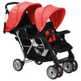 Tandem Stroller Steel Red and Black 10111