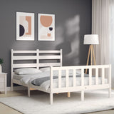 Bed Frame without Mattress White Small Double Solid Wood Pine 3192007