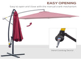 3m Water Resistant Terylene Hanging Parasol Wine Red T3398P323942