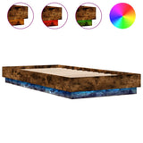 Bed Frame without Mattress with LED Lights Smoked Oak 90x200 cm 839515