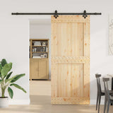 Sliding Door with Hardware Set 100x210 cm Solid Wood Pine 3332735