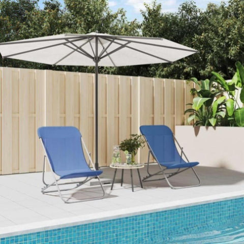 Folding Beach Chairs 2 pcs Blue Textilene&Powder-coated Steel 360187