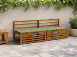 2-Piece Bench Cushions SOEST 100% Polyester Leaf Design 949067