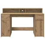 Desk with LED Lights Artisian Oak 140x55x91 cm Engineered Wood 3309428