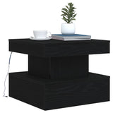 Coffee Table with LED Lights Black Oak 50x50x40 cm 862255