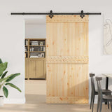 Sliding Door with Hardware Set 100x210 cm Solid Wood Pine 3332687