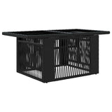 Garden Table Black 100 x 55 x 37 cm PE Rattan and Glass 42035136