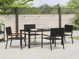 Garden Dining Set with Cushion 5 pcs Black Poly Rattan 3379704