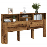 Headboard Cabinet Old Wood 200x19x103,5 cm Engineered Wood 856874