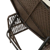 Sun Lounger Reclining 3 pcs Brown and Cream White Poly Rattan 365433