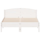 Bed Frame White Solid pine wood, Plywood Double Bed Frame 3216195