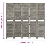 5-Panel Room Divider Grey 179x166 cm Solid Wood 338576