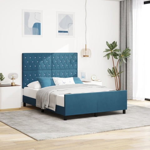 ZNTS Dark Blue Velvet Bed Frame 140x200 cm 3344883
