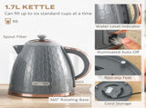 1.7L 3000W Fast Boil Kettle & 4 Slice Toaster Set, Kettle and Toaster Set with 7 Browning Controls, T3398P344737