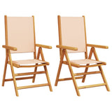 Garden Chairs 2 pcs Beige Solid Wood Acacia and Fabric 367660
