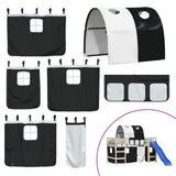 Curtains for Loft Bed with Tunnel White and Black Polyester 835916
