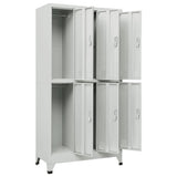 Locker Cabinet with 6 Compartments Steel 90x45x180 cm Grey 20156