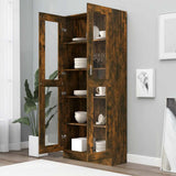 Vitrine Cabinet Smoked Oak 82.5x30.5x185 cm Engineered Wood 815621