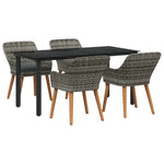 Garden Dining Set with Cushion 5 pcs Grey Poly Rattan 3261687