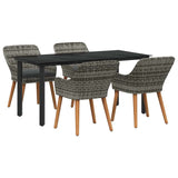 Garden Dining Set with Cushion 5 pcs Grey Poly Rattan 3261687