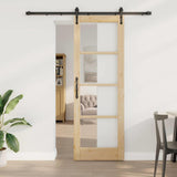 Sliding Door Natural 73.5 x 211 cm Solid Pine Wood and Glass 3332325