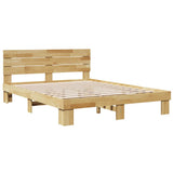 Bed Frame with Headboard without Mattress 135x190 cm Solid Wood Oak 3315728