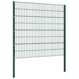 Fence Panel with Posts Iron 349x160 cm Green 278671